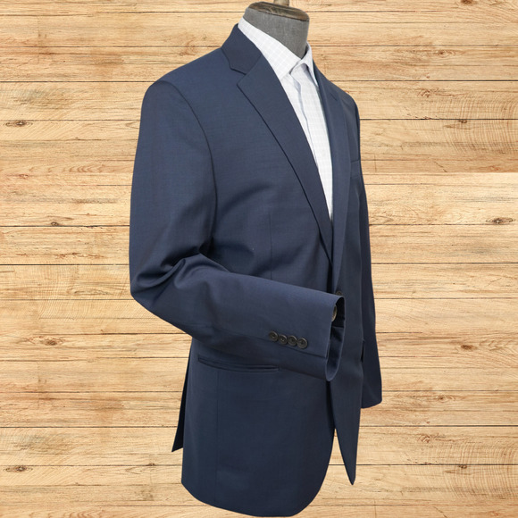 Jos A Bank Traveler Blazer Mens 43L Navy Travel Tech Slim Stretch Wool Blend - Picture 2 of 8
